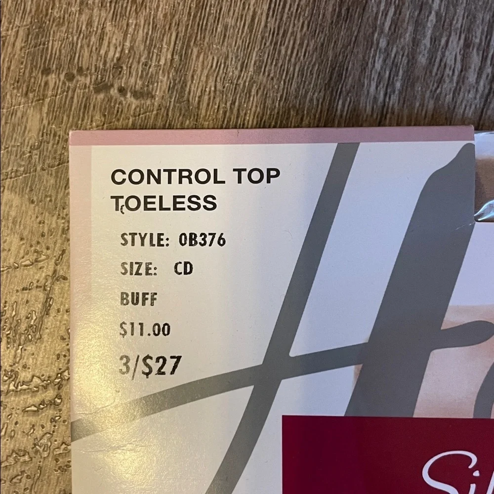 Hanes Silk Reflection Extra Sheer Toeless Control Top Buff Pantyhose size CD